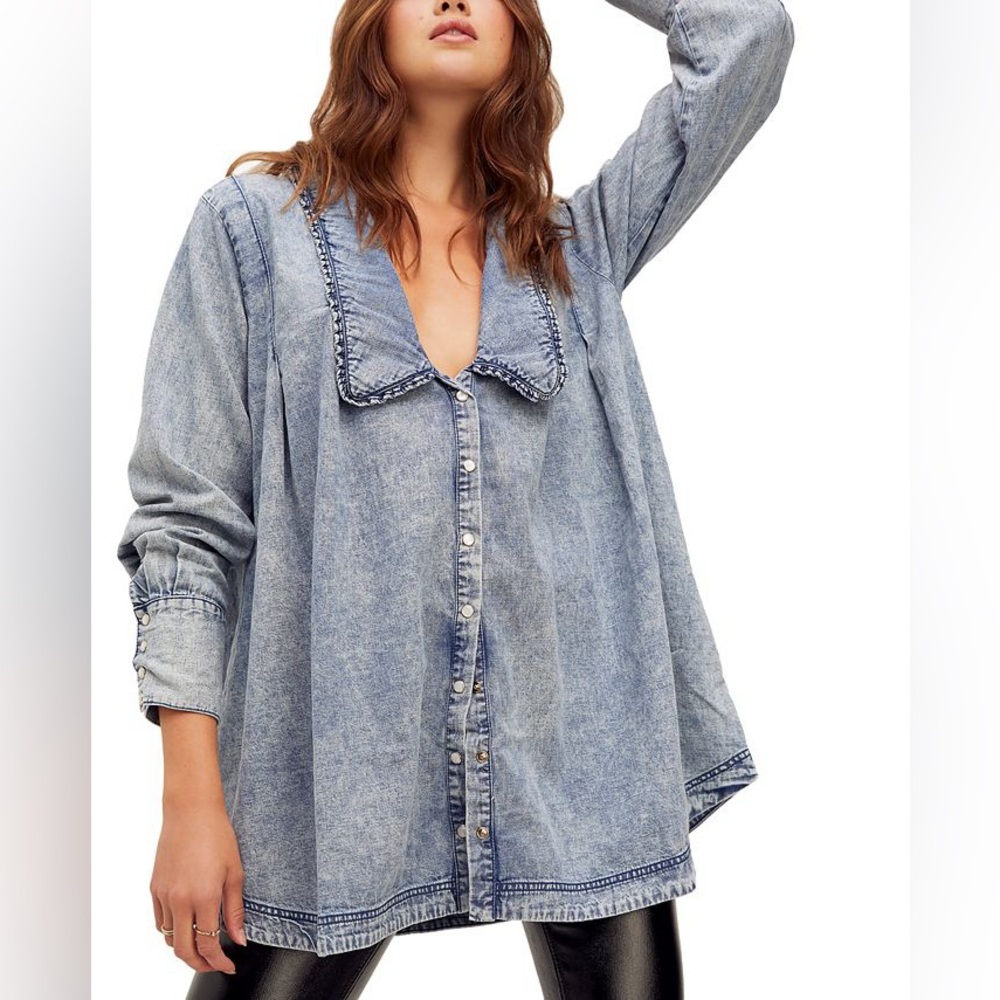 Free People Charlie Denim Buttondown